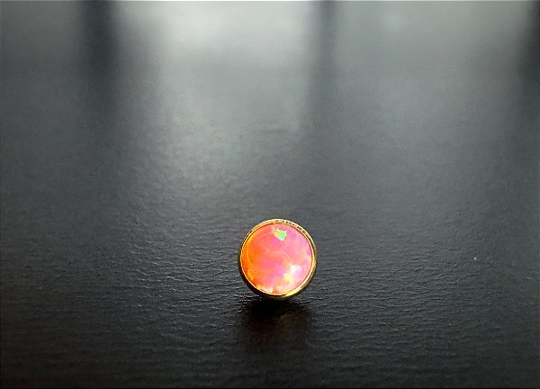 P0718 TOPO TITANIO PEDRA OPALA ROSA PVD GOLD 1.6 4MM