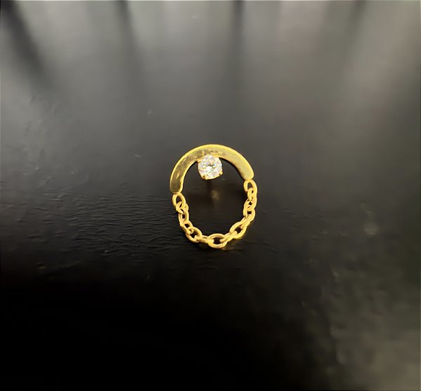 P0752 TOPO TITANIO PVD GOLD LUXO PEDRA  ZIRCONIA 1.2 4MM