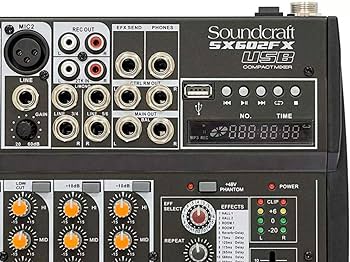 MESA DE SOM 8 CANAIS SOUNDCRAFT SX802FX USB