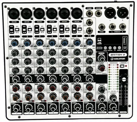 MESA DE SOM WALDMAN COM 8 CANAIS B-8 (BRITISH-8)