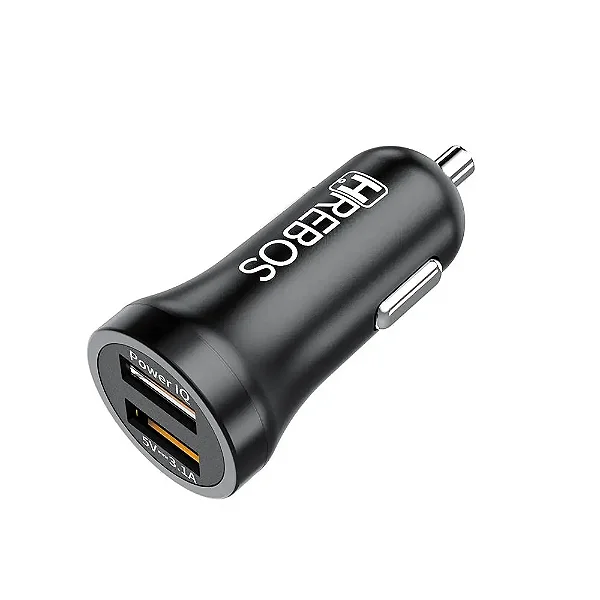 CARREGADOR VEICULAR 2USB 3.1A - HREBOS
