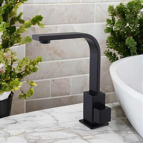 Torneira de Banheiro e Cozinha, Móvel para Bancada ou Cuba 1/4 de Voltas em Metal Preto