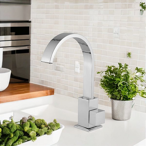 Torneira de Banheiro Móvel para Bancada ou Cuba 1/4 de Voltas em Metal Cromada