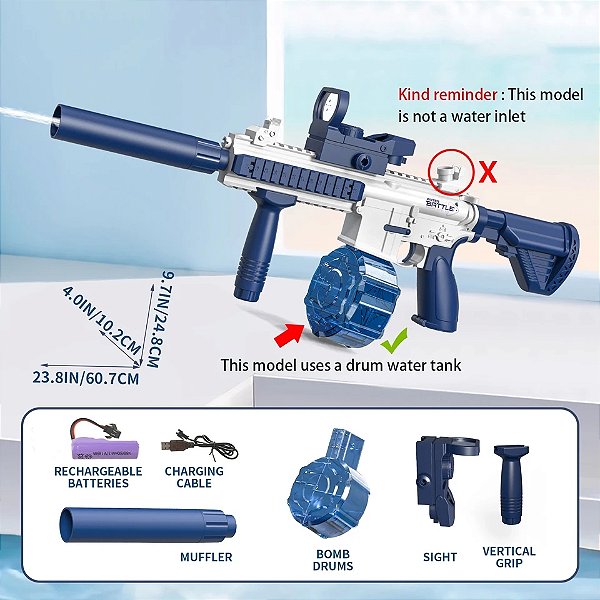 Pistola de água elétrica para crianças, brinquedo de tiro automático, tiro de verão, praia, diversão ao ar livre, meninos e meninas, presente para adultos, M416  4.5.1 10,000+ vendido