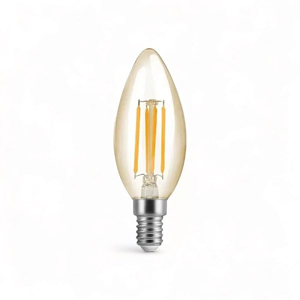 Lâmpada Vela Filamento Âmbar Vintage E14 2W 2200K 140LM Bivolt