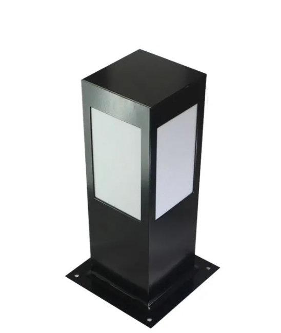 Poste de Alumínio Quadrado 30cm com 1 Soquete E27 - Preto