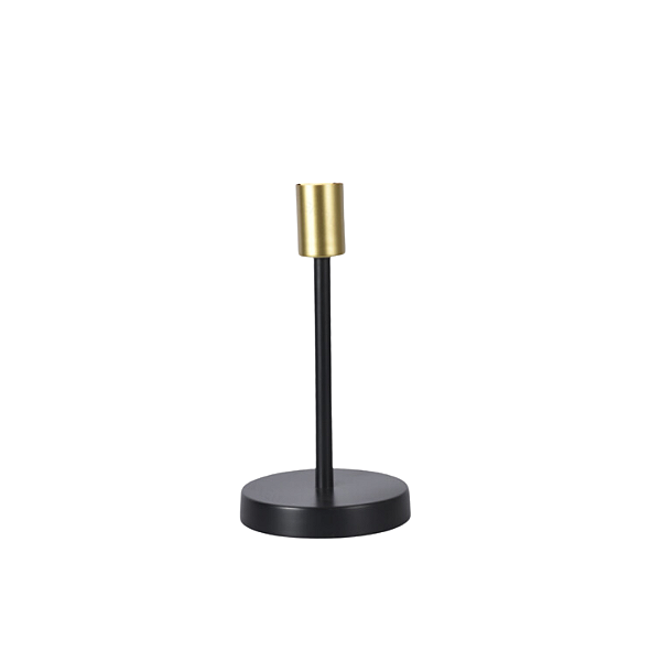 Luminária de Mesa Pedestal Preto e Dourado 30cm - Design Elegante e Funcional