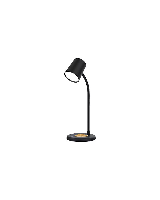 Luminária de Mesa 3 em 1 Preta – Iluminação/Caixa de Som e Carregamento Sem Fio