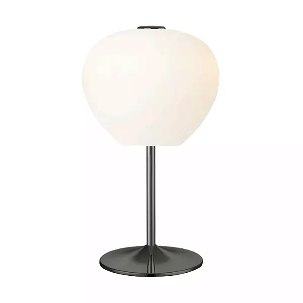 Abajur Nagavi Metal e Vidro Grafite com Opalino