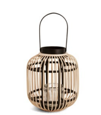 LANTERNA EM BAMBU COM COPO EM VIDRO - 17674