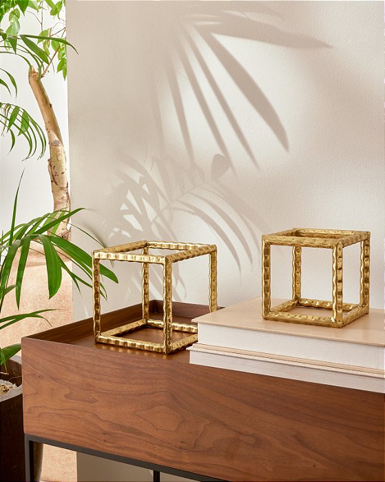 ESCULTURA CUBO EM METAL G - 18968