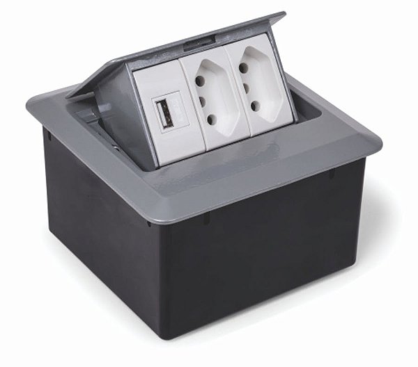 CAIXA DE MESA PRATIK 128 SOBRE R10 - 3BL 2NBR+1USBCH - QTMOV