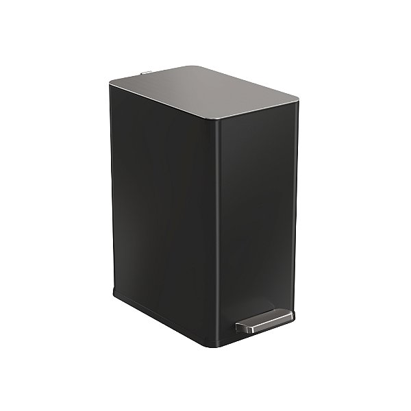 LIXEIRA RETANGULAR PRETA C/ TAMPA INOX ESCOVADO 10L - 40510 - GHELPLUS