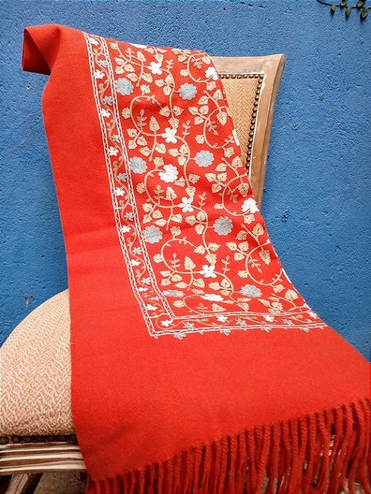 Pashmina bordada flores xale casaco cachecol boho