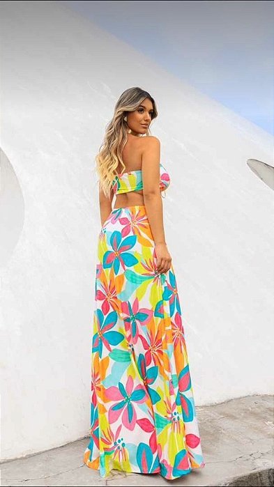 Vestido tropical longo verão