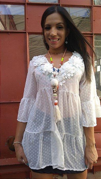 Bata fluída flores madrid boho