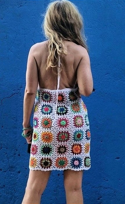 Vestido crochet frente única