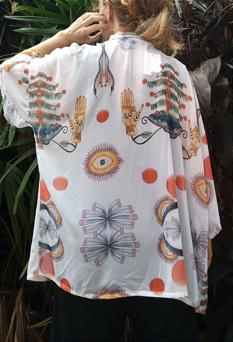 Quimono místico white fluido hippie