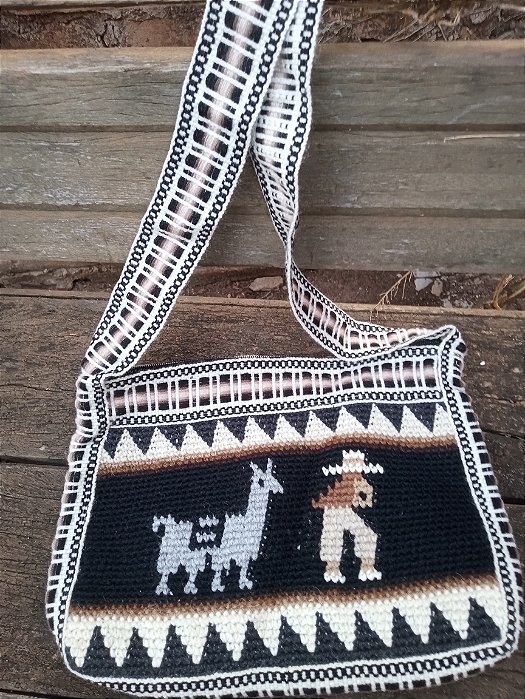 Bolsa de ombro peruana crochet lhama