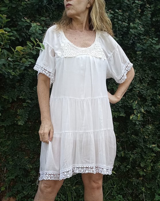 Vestido midi boho algodão