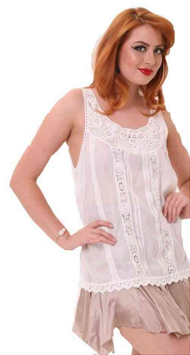 Blusa regata boho com renda
