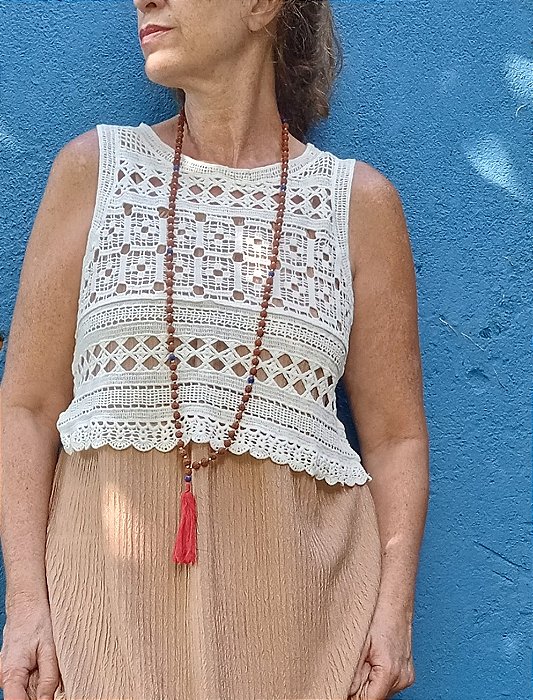 Blusa regata boho crochet