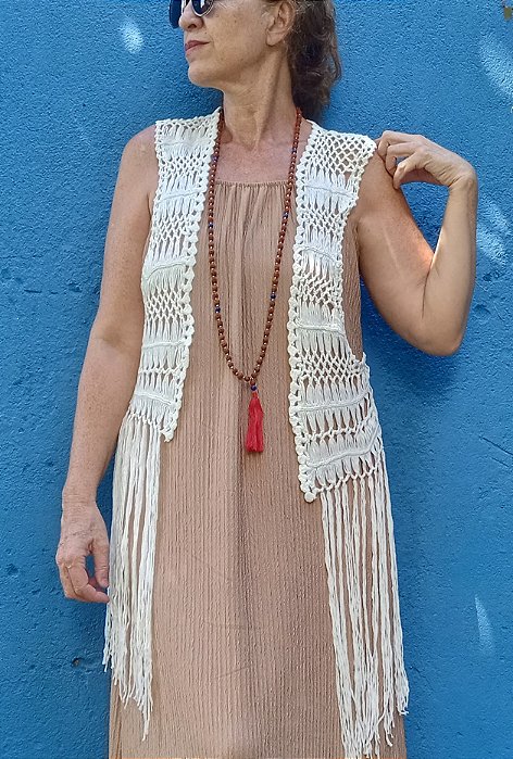 Colete boho crochet franjas