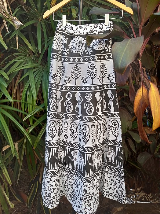 Saia longa indiana algodão envelope hippie