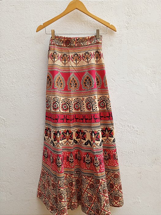Saia longa indiana algodão envelope hippie