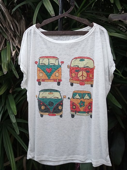 T-Shirts camiseta feminina mística yoga gato kombi filtro dos sonhos devore hippie.
