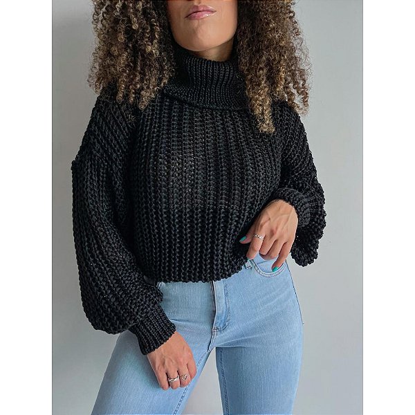 Blusa tricot manga longa pontão