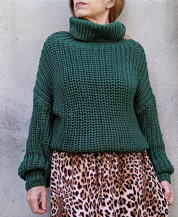 Blusa tricot manga longa pontão