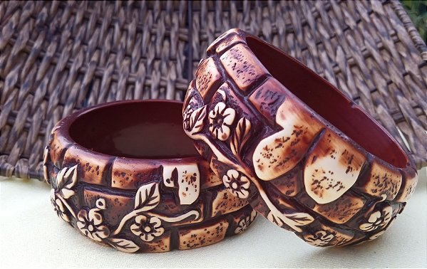 Bracelete boho resina flores