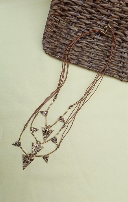 Colar choker boho chic marrom