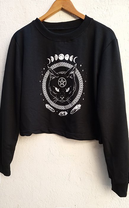 Moletom blusa místico feminino Gato