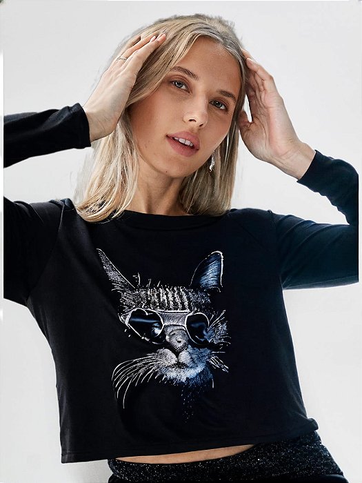 Moletom blusa místico feminino Gato