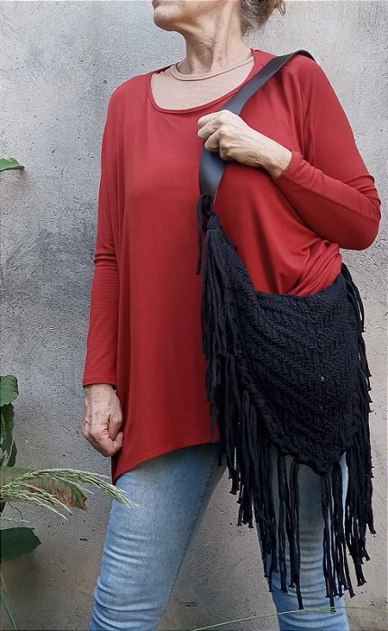 Bolsa boho franjas verde