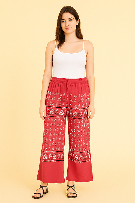 Calça pantalona hippie boho étnica