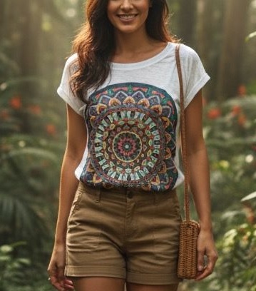 T-Shirts camiseta feminina mística yoga gato kombi filtro dos sonhos devore hippie