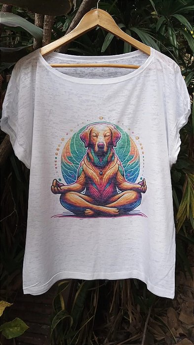 T-Shirts camiseta feminina mística yoga gato kombi filtro dos sonhos devore hippie.
