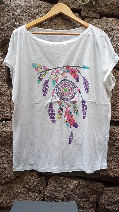 T-Shirts camiseta feminina mística yoga gato kombi filtro dos sonhos devore hippie
