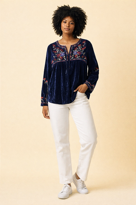 Casaqueto boho veludo bordado