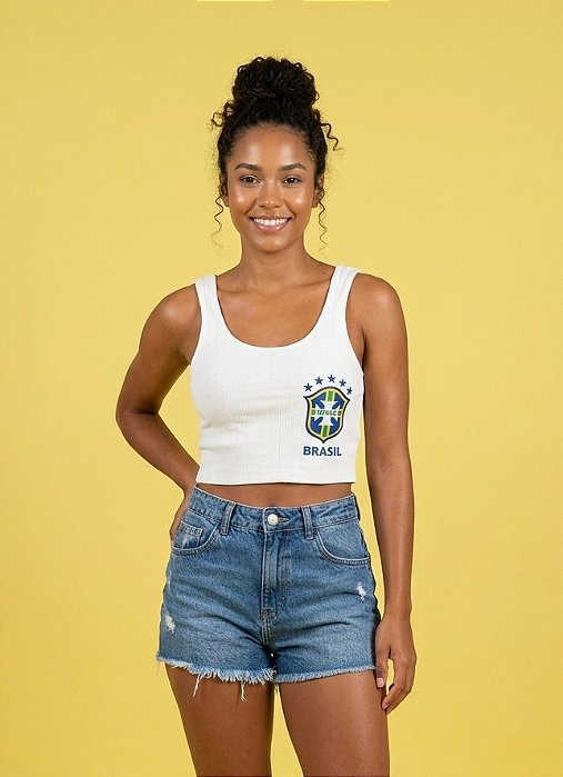 Cropped regata canelado copa do mundo