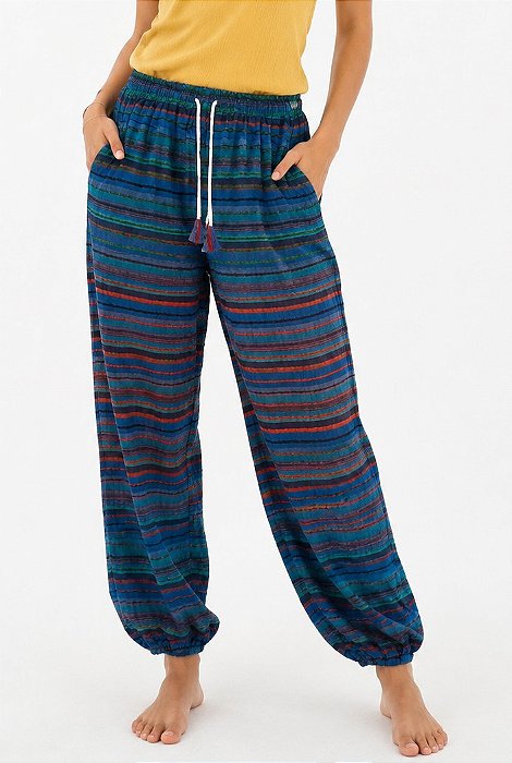 Calça bomber listrada algodão indiana unissex
