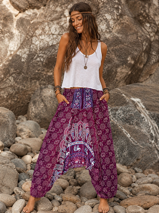 Calça sarouel indiana mandala unissex