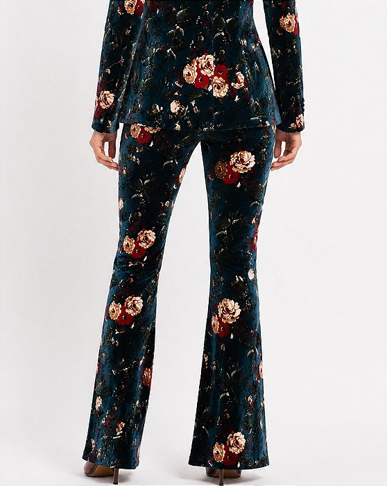 Calça veludo molhado estampada boho chic
