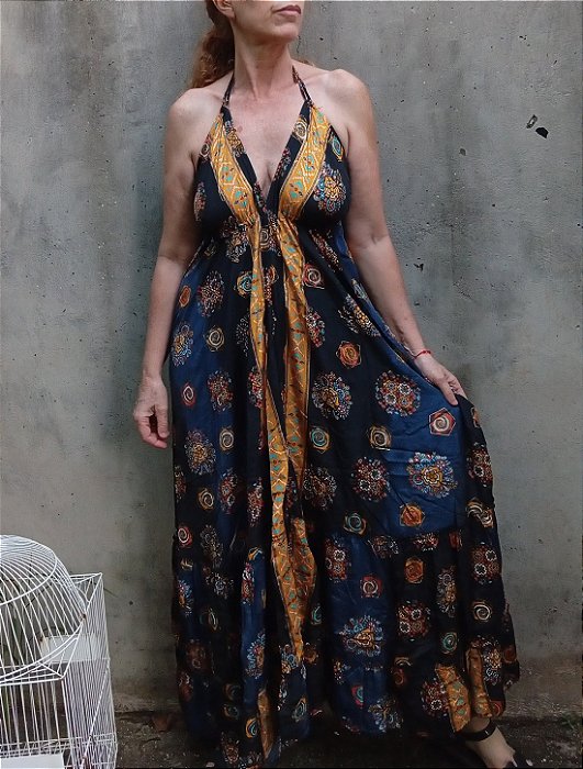 Vestido indiano lenço longo