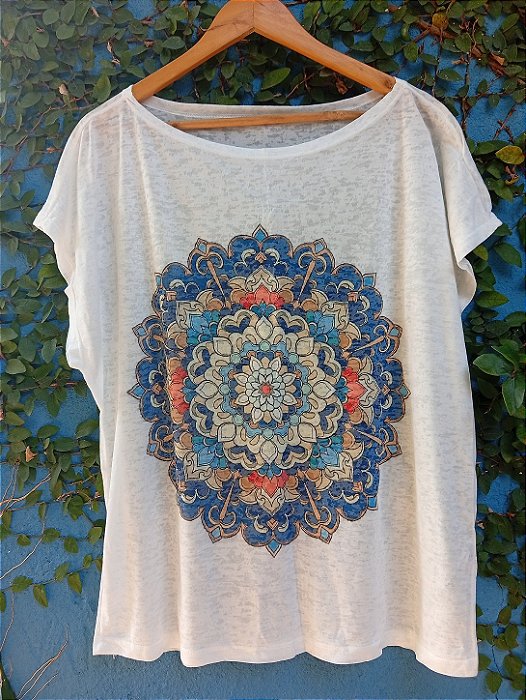 T-Shirts camiseta feminina mística yoga gato kombi filtro dos sonhos devore hippie.