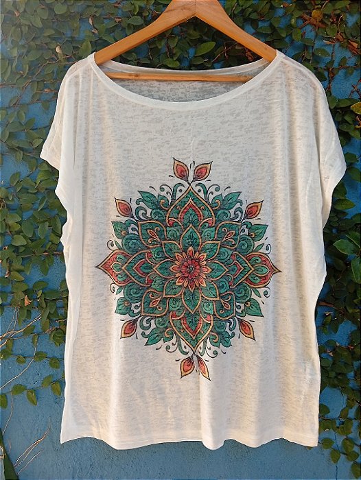 T-Shirts camiseta feminina mística yoga gato kombi filtro dos sonhos devore hippie.