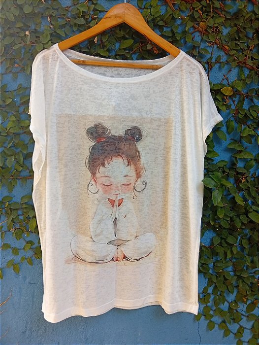 T-Shirts camiseta feminina mística yoga gato kombi filtro dos sonhos devore hippie.